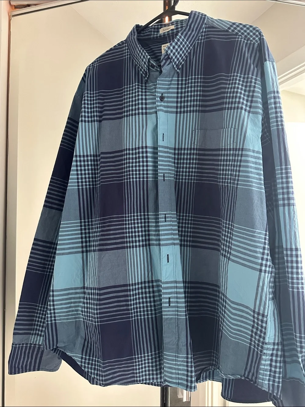 J. Crew Blue Plaid Button-Down Shirt classic stretch